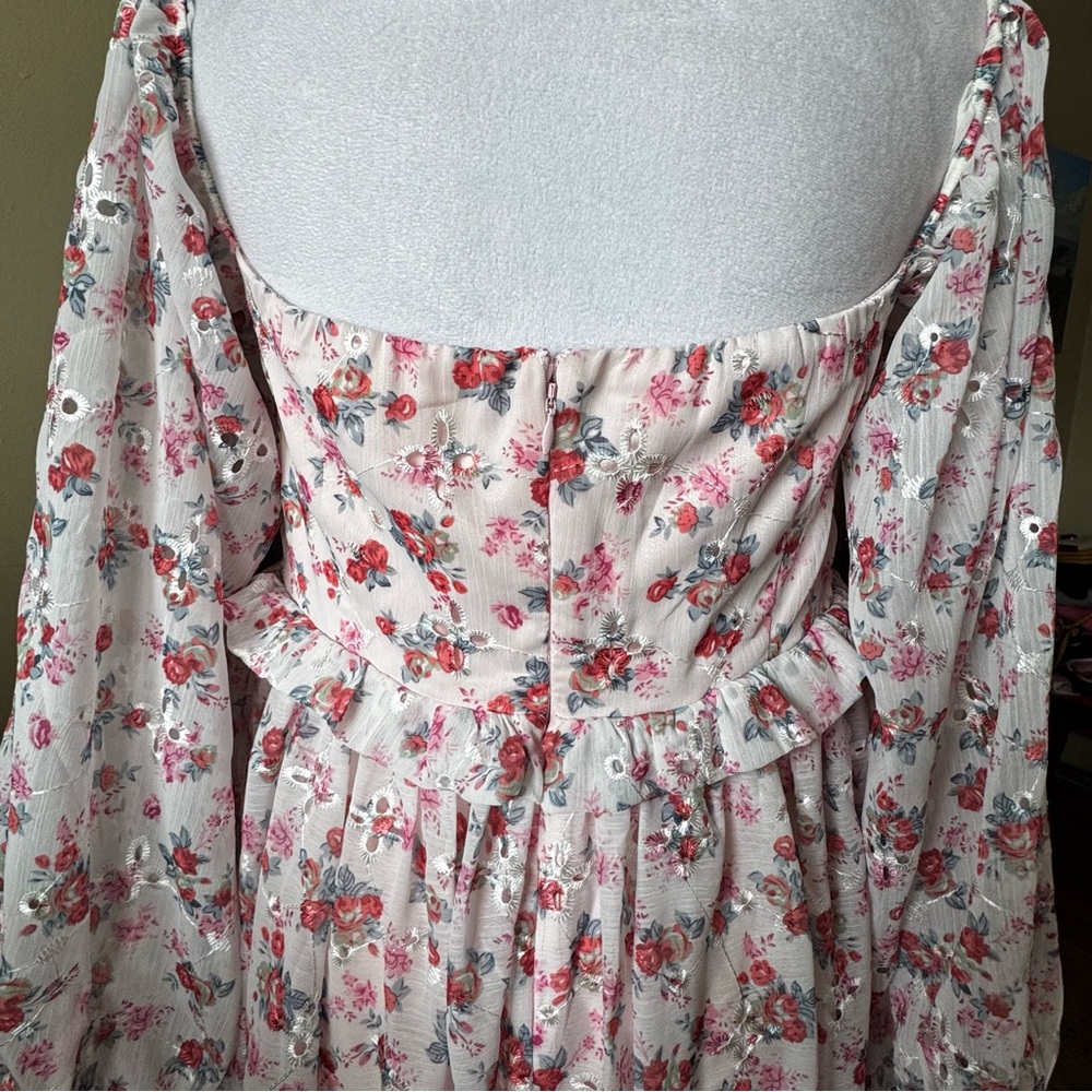 ALAMOUR The Label Evalyn Floral Maxi Dress Pink Fairycore Formal XL - Picture 5 of 12